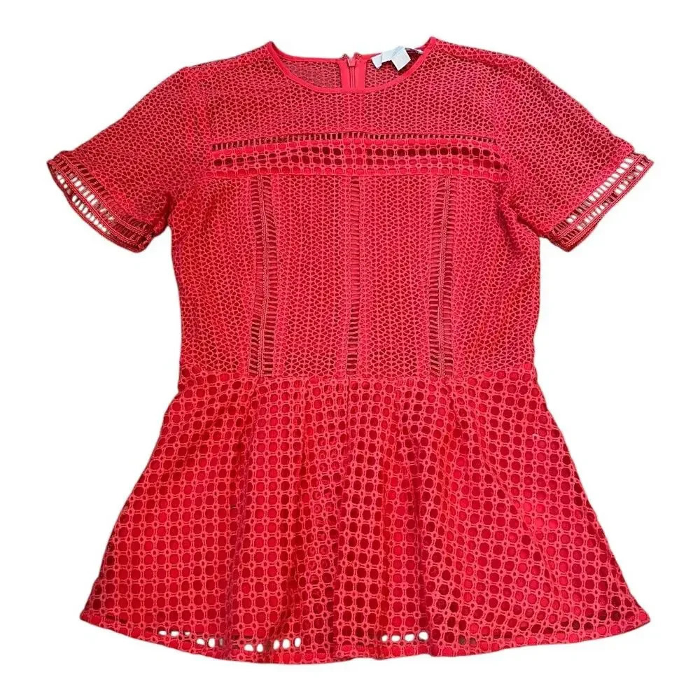 MICHAEL KORS Women's Eyelet Mix Short Sleeve Top